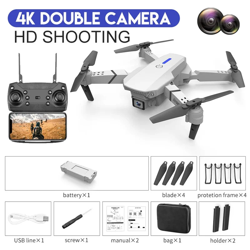 Dron plegable inteligente E88  - Drone Cinematic reseña y precio